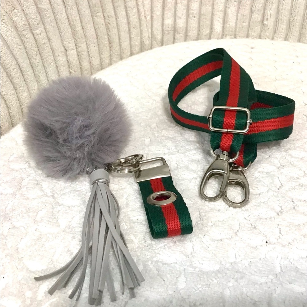 Fashion Strap and PomPom Keychain - Picture 2 of 11